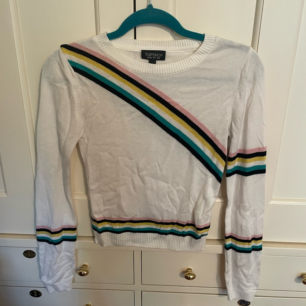 Topshop Striped cropped sweater